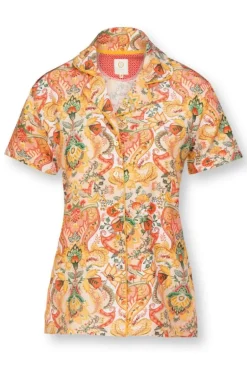 Blouse Korte Mouw Kyoto Festival Geel