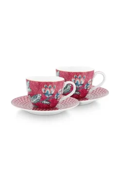 Flower Festival Set/2 Espresso Kop & Schotel Donker