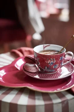 Flower Festival Set/2 Espresso Kop & Schotel Donker