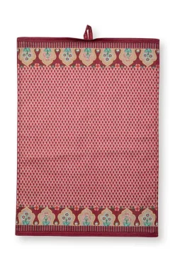 Flower Festival Tea Towel Red/Dark Pink