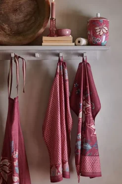 Flower Festival Tea Towel Red/Dark Pink