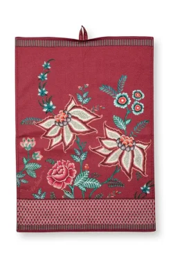 Flower Festival Tea Towel Dark Pink