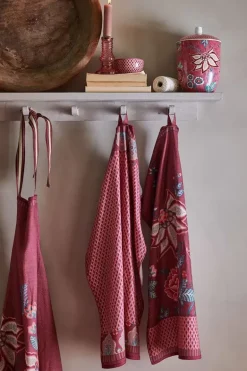 Flower Festival Tea Towel Dark Pink
