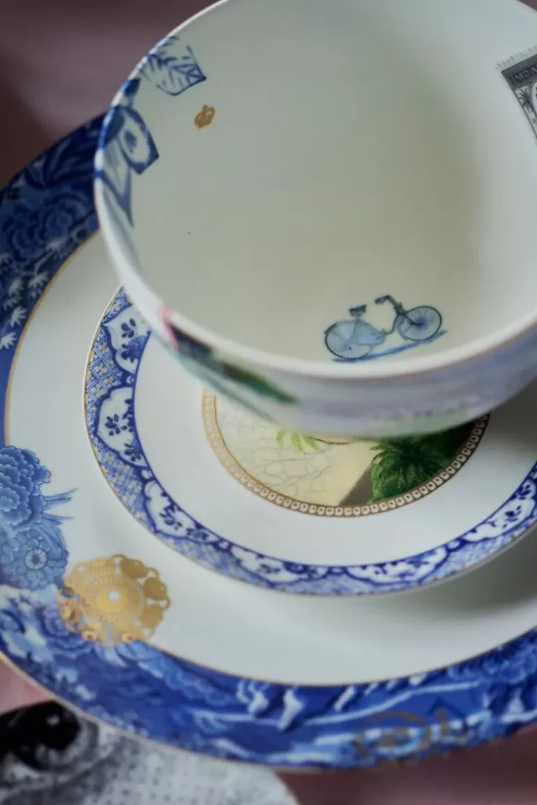 Heritage Gebaksbord Vlinder Blauw 15 Cm