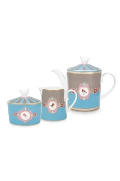 Love Birds Thee Set/3 Blauw/Khaki