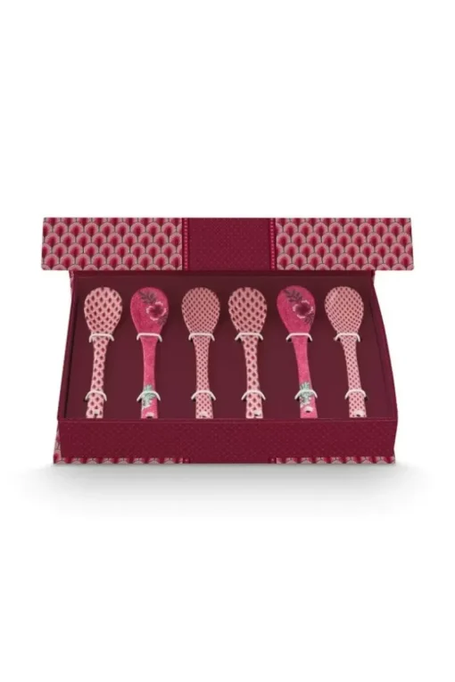 Oriental Flower Festival Set/6 Theelepels Donker