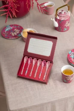 Oriental Flower Festival Set/6 Theelepels Donker