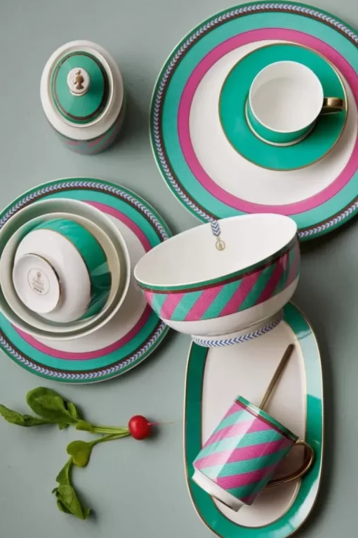Pip Chique Stripes Dinerbord Roze/Groen 28Cm