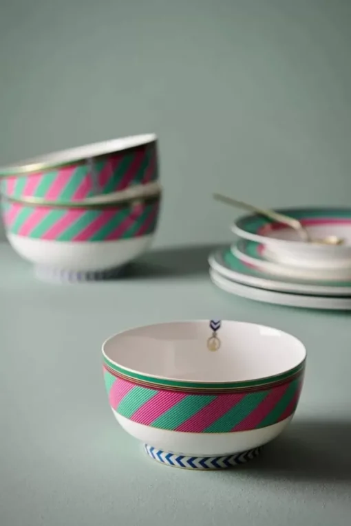 Pip Chique Stripes Kom Roze/Groen 15.5Cm
