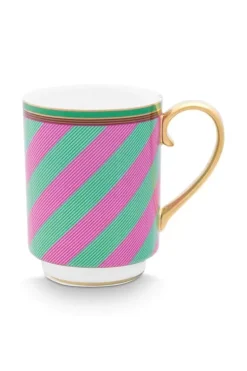 Pip Chique Stripes Mok Groot Roze/Groen 350Ml