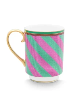 Pip Chique Stripes Mok Groot Roze/Groen 350Ml