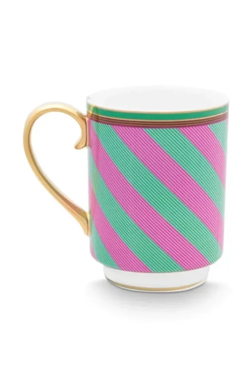 Pip Chique Stripes Mok Groot Roze/Groen 350Ml