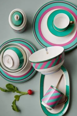 Pip Chique Stripes Ontbijtbord Roze/Groen 23Cm