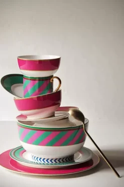 Pip Chique Stripes Ontbijtbord Roze/Groen 23Cm