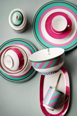 Pip Chique Stripes Ontbijtbord Roze/Groen 23Cm