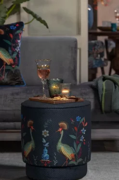 Poef Medium Flirting Birds Blauw