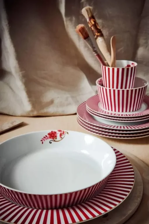 Royal Stripes Diep Bord Donkerroze 21.5Cm