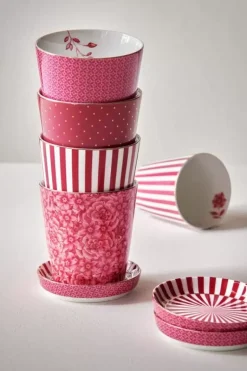 Royal Stripes Mok Bloemen & Theetip Donker