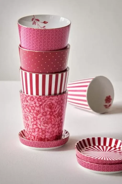 Royal Stripes Mok Bloemen & Theetip Donker
