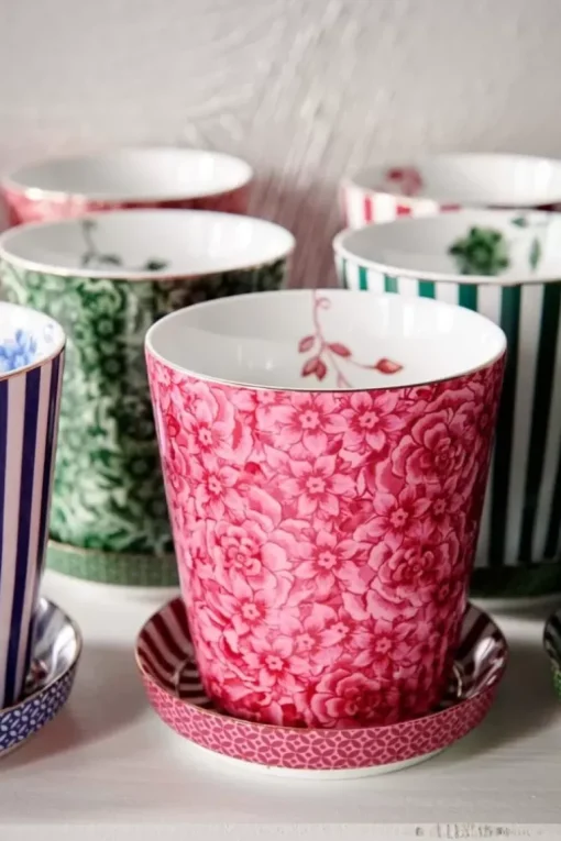 Royal Stripes Mok Bloemen & Theetip Donker