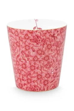 Royal Stripes Mok Bloemen Donkerroze