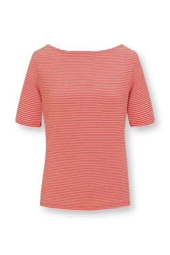 Top Korte Mouw Little Sumo Stripe Koraal